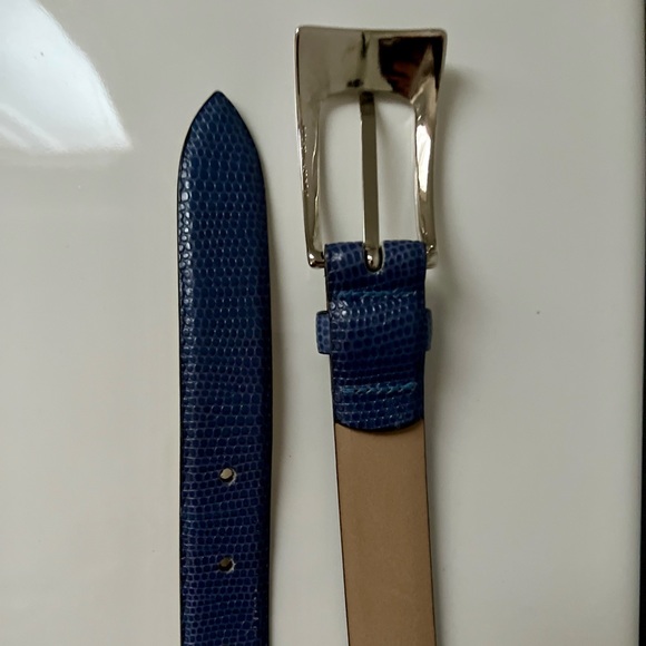 Vintage Leather Belt, M, Blue - Picture 4 of 4